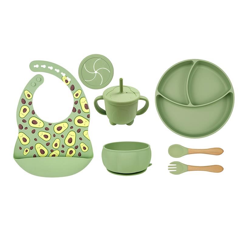 SET DE PLATOS DE SILICONA PARA BEBES PALTA - Verde
